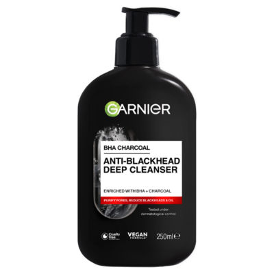 Garnier Pure Active Anti-Blackhead Deep Cleanser, Enriched with BHA (Salycilic Acid) + Charcoal