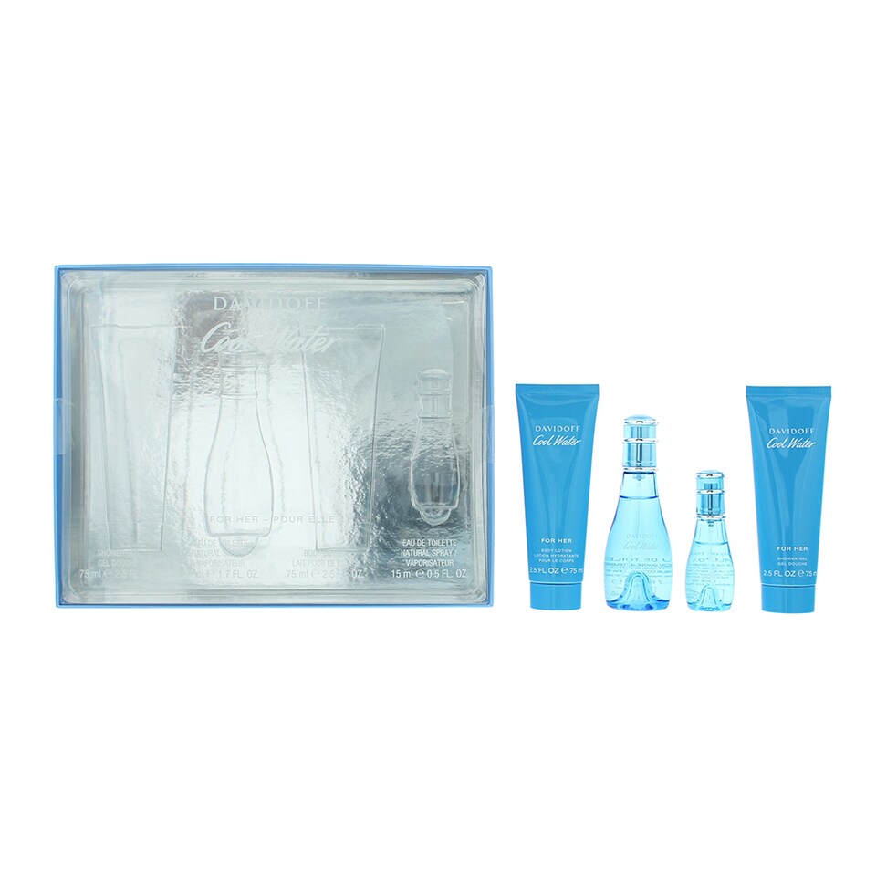 Davidoff Cool Water Woman EDT 50ml, 15ml, Body Lotion & Shower Gel Gift Set