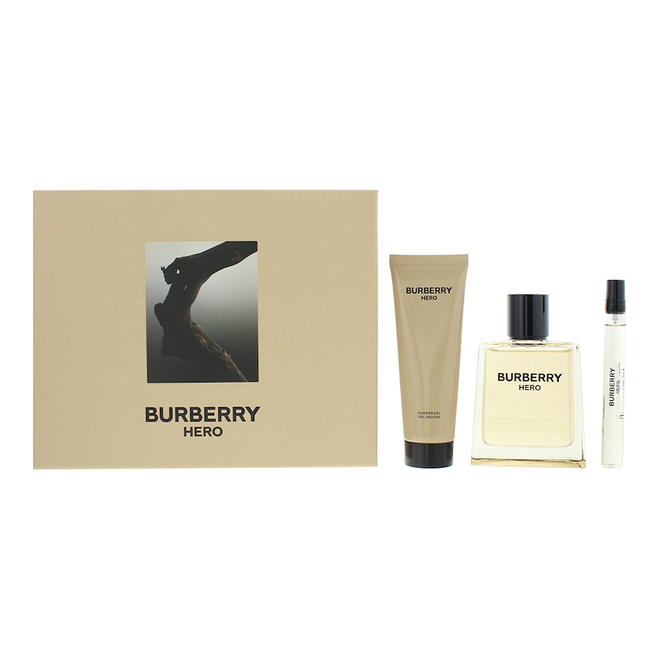 Burberry Hero For Men Eau De Toilette 100ml, Shower Gel 75ml & EDT 10ml Gift Set