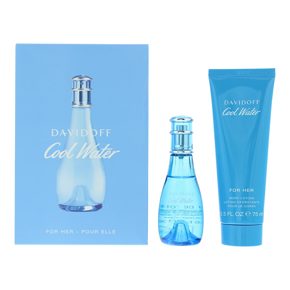Davidoff Cool Water For Her Gift Set 30ml EDT Spray - Body Lotion 75ml