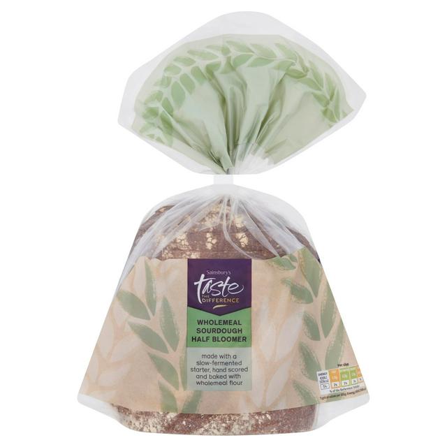 Sainsbury's Wholemeal Sourdough Half Bloomer Bread, Taste the Difference 400g