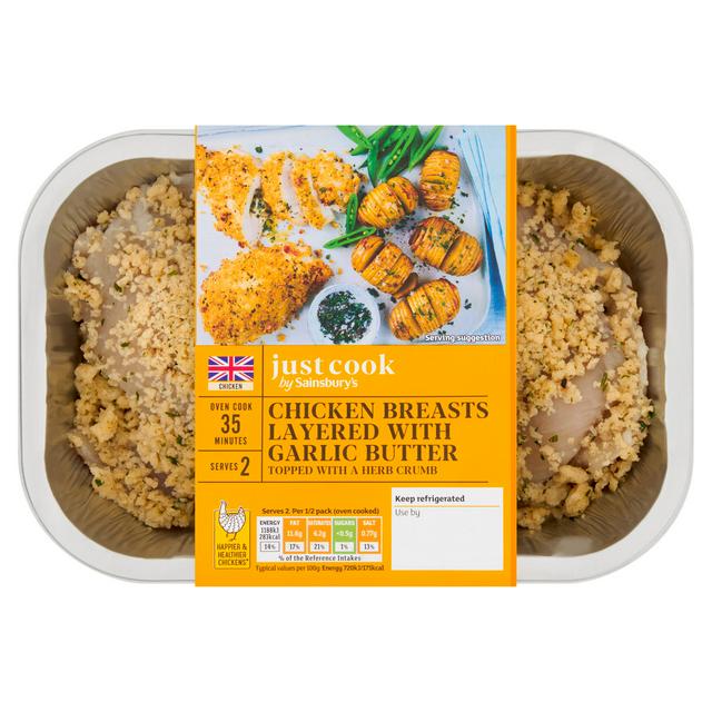 Sainsbury's Just Cook Chicken Breasts Layered with Garlic Butter 370g
