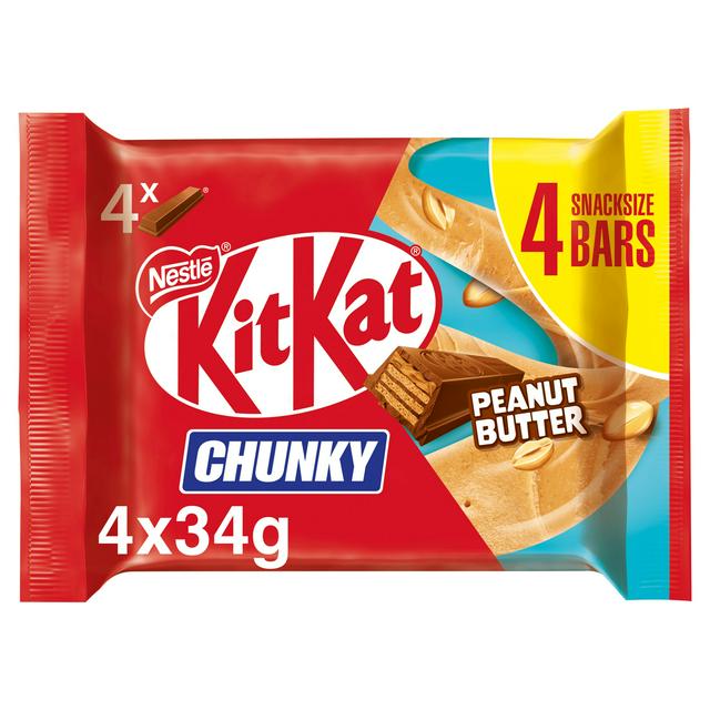 KitKat Chunky Peanut Butter Chocolate Bar Multipack  x4 34g