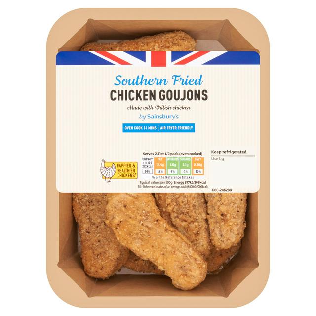 Sainsbury's Southern Fried Breaded Fresh British Chicken goujons 270g