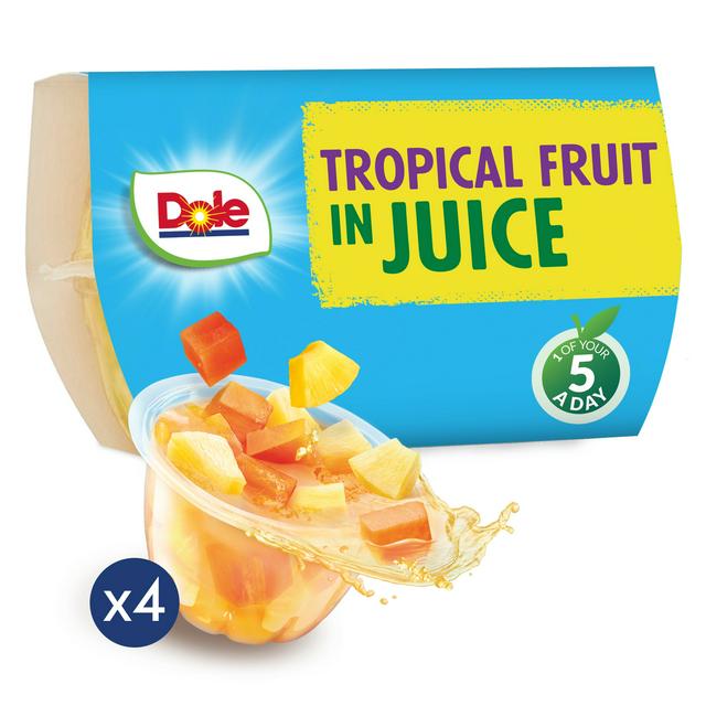 Dole Tropical Fruit In Juice Fruit Snacks 4x113g