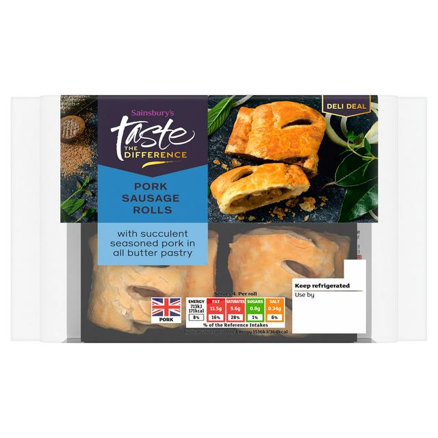 Sainsbury's Pork Sausage Rolls, Summer Edition, Taste the Difference x4 188g