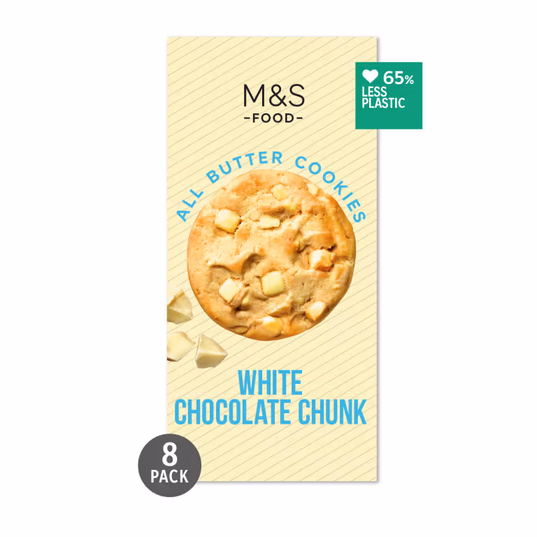 M&S 8 All Butter Belgian White Chocolate Chunk Cookies