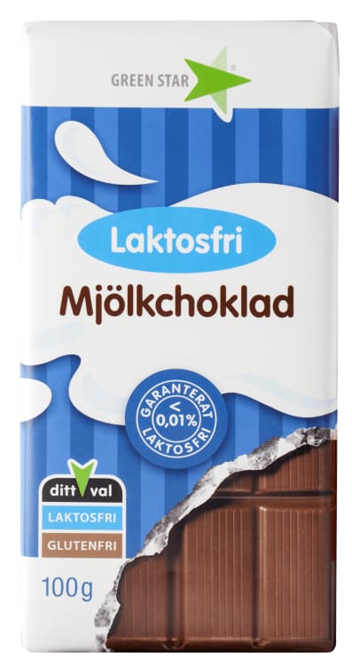 Melkesjokolade Laktosefri 100g Green Star