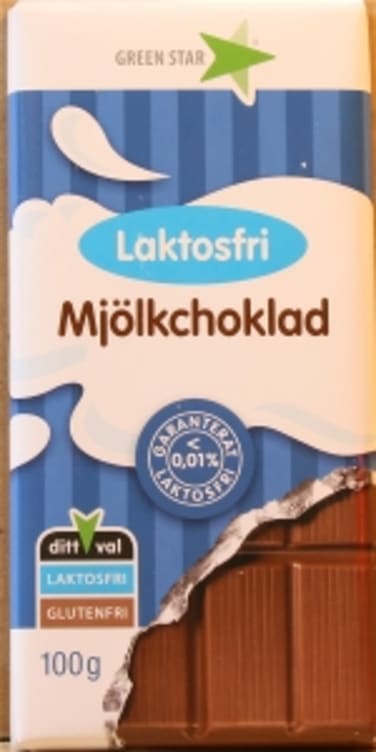 Melkesjokolade Laktosefri 100g Green Star