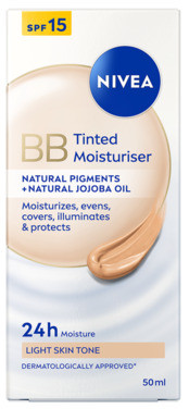 Nivea Bb Tinted Moisturiser Light Skin Tone Spf15, 50ml
