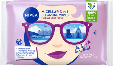 Nivea Micellar 3in1 Cleansing Wipes Design Edition,25stk