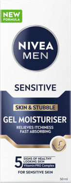 Nivea Men Sensitive Face Gel Skin And Stubble, 50ml