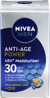 Nivea men Anti Age Power Moisturizer Hyaluron & Q10 Spf30, 50ml