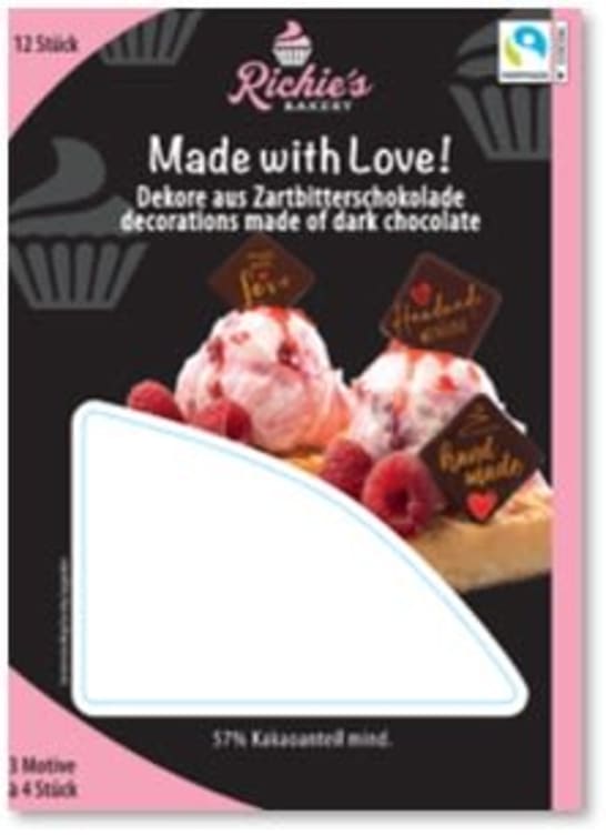 Sjokoladedekor Made With Love 12 stykk Richie's