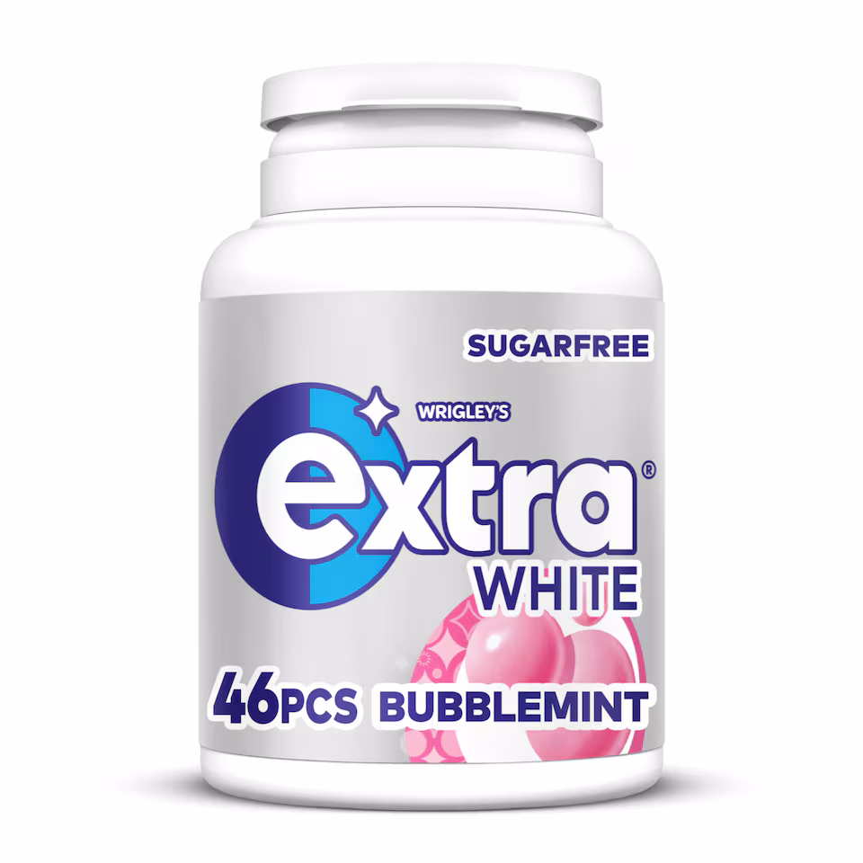 Extra White Bubblemint Sugarfree Chewing Gum Bottle 46 Pieces