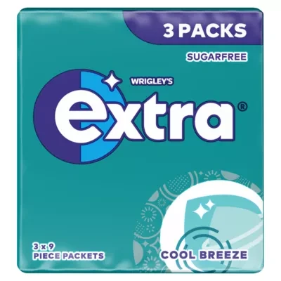 Wrigley's Extra Cool Breeze Sugar Free Chewing Gum x3 Packs
