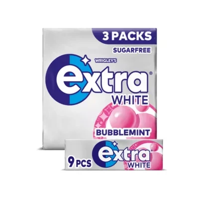 Wrigley's Extra White Bubblemint Sugar Free Chewing Gum 3 x 9 Pieces