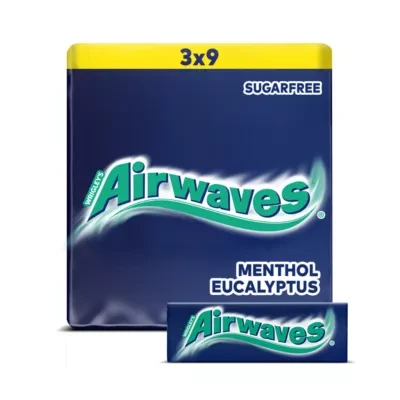 Airwaves AIRWAVES Menthol & Eucalyptus flavour Sugar Free Chewing Gum Multipack 3 x 9 Pieces