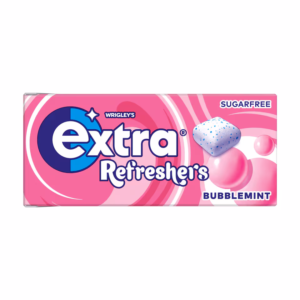 Extra Refreshers Bubblemint Sugarfree Chewing Gum Handy Box 7 pieces