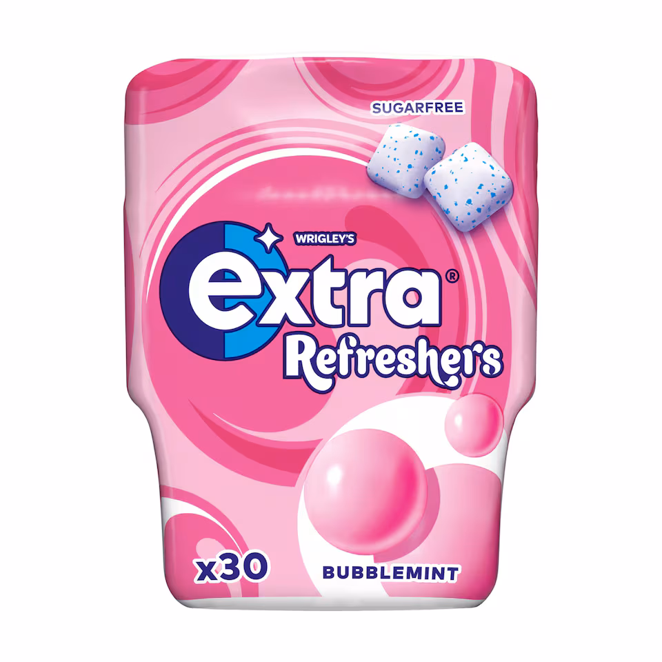 Extra Refreshers Bubblemint  Chewing Gum Bottle 30 Pieces