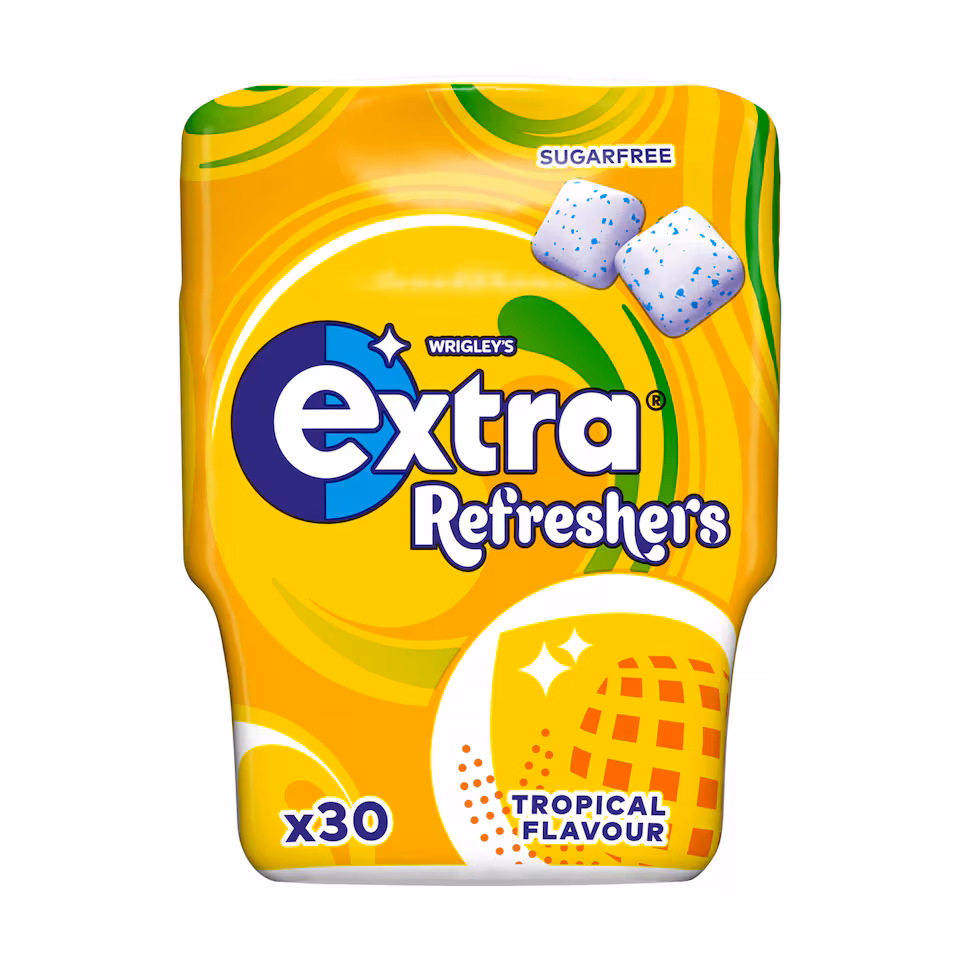Extra Refreshers Tropical Chewing Gum Bottle 30 Pieces