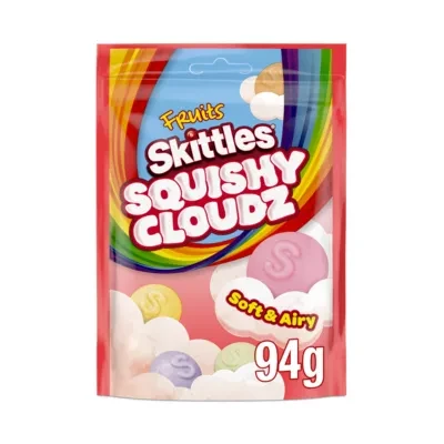 Skittles Squishy Cloudz Chewy Sweets Fruit Flavoured Sweets Pouch Bag 94g