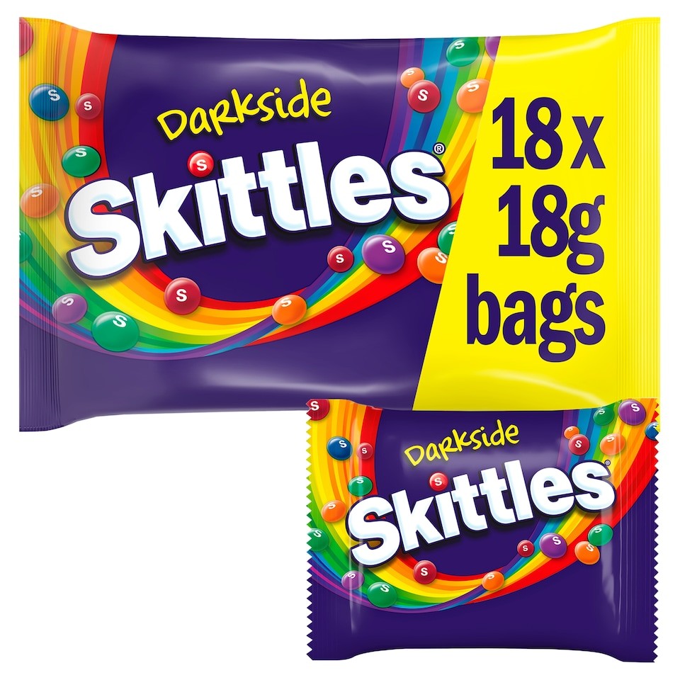 SKITTLES DARKSIDE SWEETS 18 FUN SIZE BAGS MULTIPACK 324g