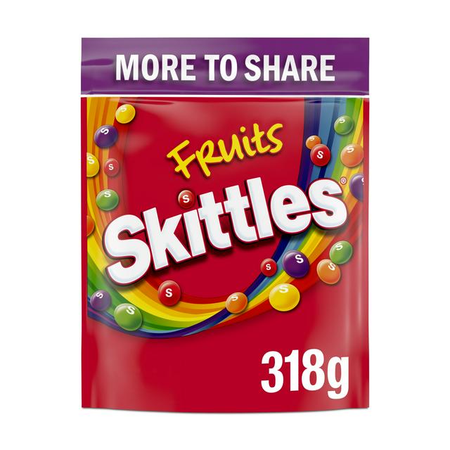 Skittles Vegan Chewy Sweets Fruit Flavoured Sharing Pouch Bag 318g