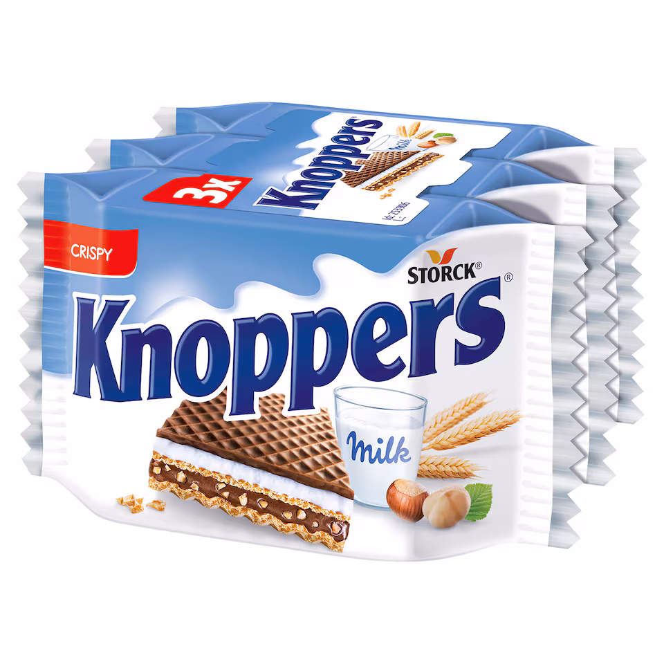 Stock Knoppers Milk And Nut Wafers 75G
