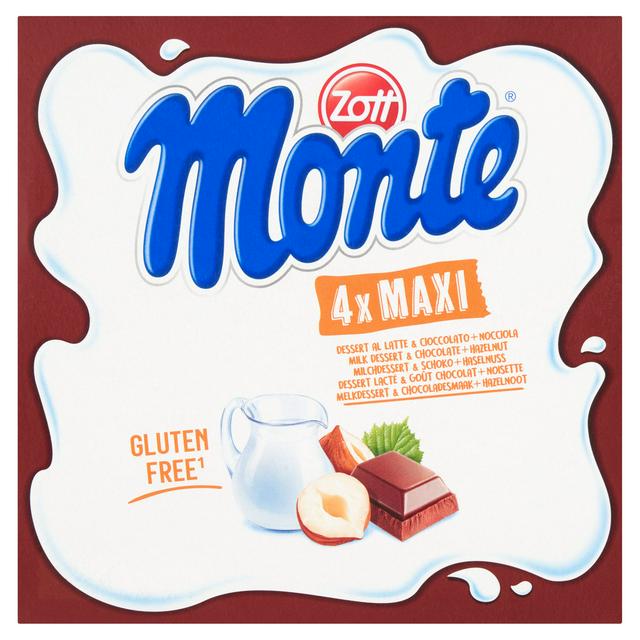 Zott Monte Maxi Chocolate & Hazelnut Milk Dessert 4x100g