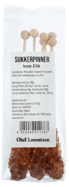 Sukkerpinner Brune 6stk Candy