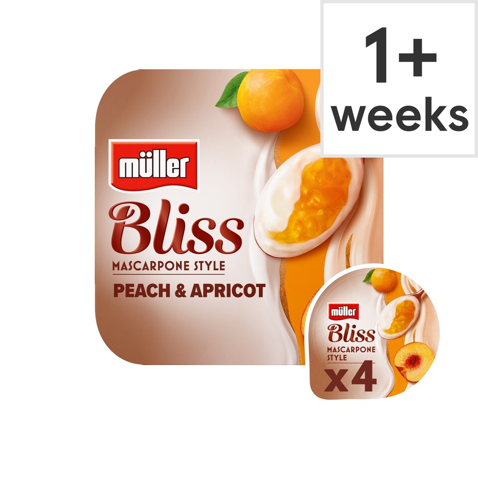 Muller Bliss Mascarpone Peach & Apricot Yogurts 4 x 110g