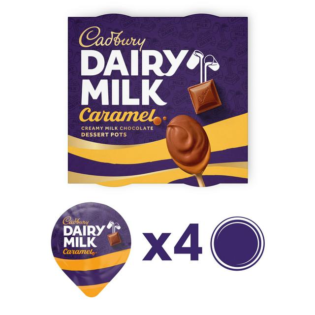 Cadbury Dairy Milk Caramel 4 x 60g Creamy Milk Chocolate Dessert Pots