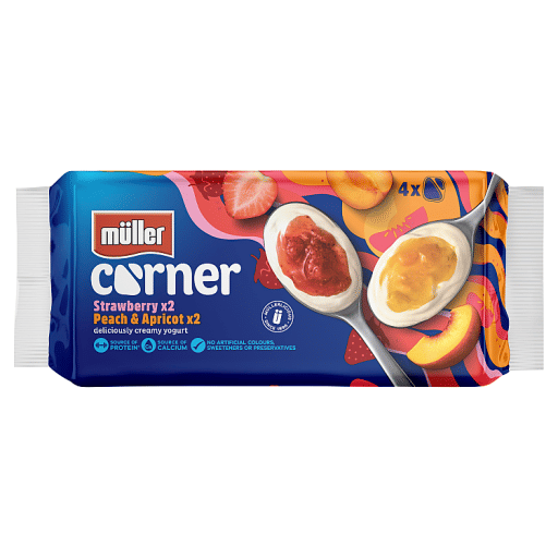 Müller Corner Strawberry and Peach Apricot Yogurts