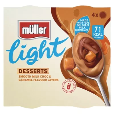Muller Light Milk Chocolate & Caramel Flavour Layers Choc Pot 4 x 80g (320g)