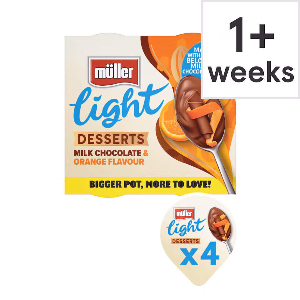 Muller Light Desserts Milk Chocolate & Orange flavour 4x90g