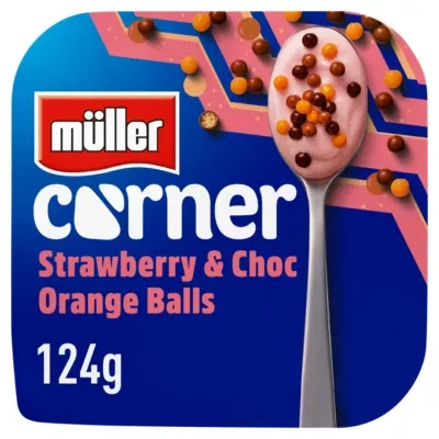 Muller Corner Strawberry & Choc Orange Balls Deliciously Creamy Yogurt 124g
