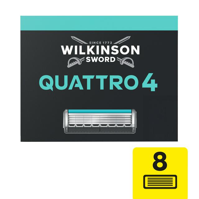 Wilkinson Sword Quattro 4 Men's Razor Blades Refills x8