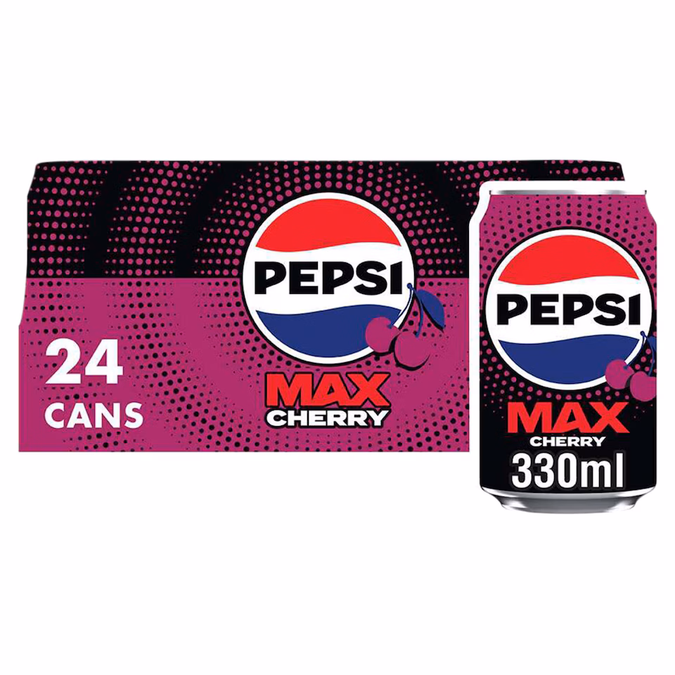 Pepsi Max Cherry No Sugar Cola Cans 24x330ml