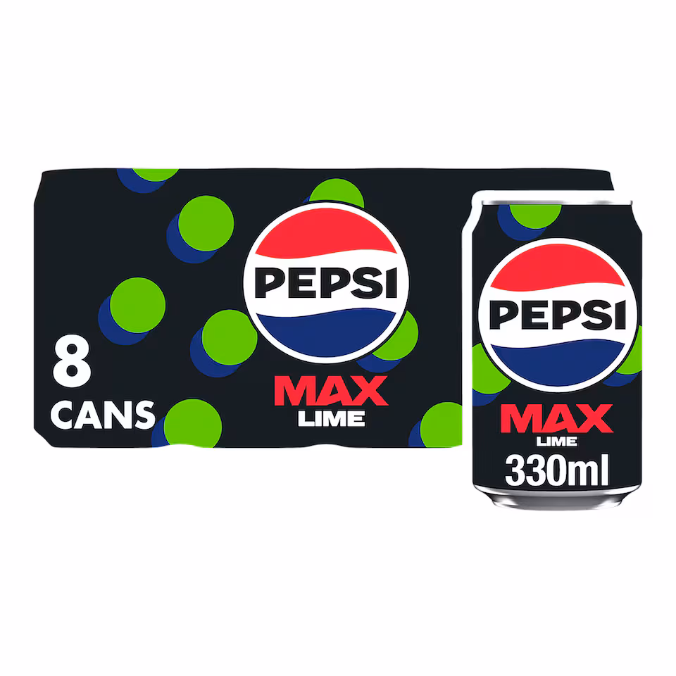 Pepsi Max Lime No Sugar Cola Cans 8x330ml