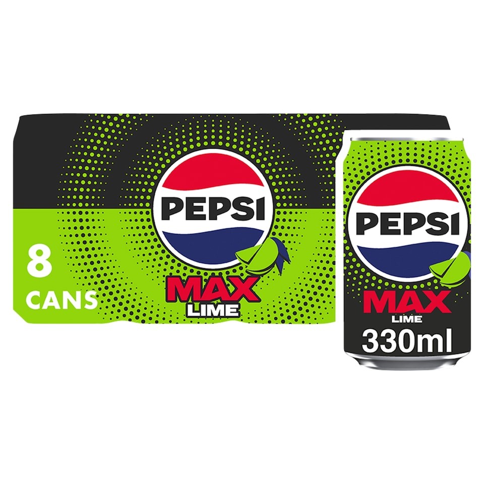 Pepsi Max Lime No Sugar Cola Cans 8x330ml