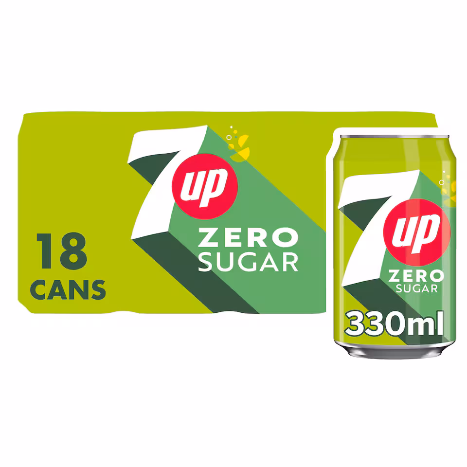7UP Zero Sugar Lemon & Lime Cans 18 x 330ml