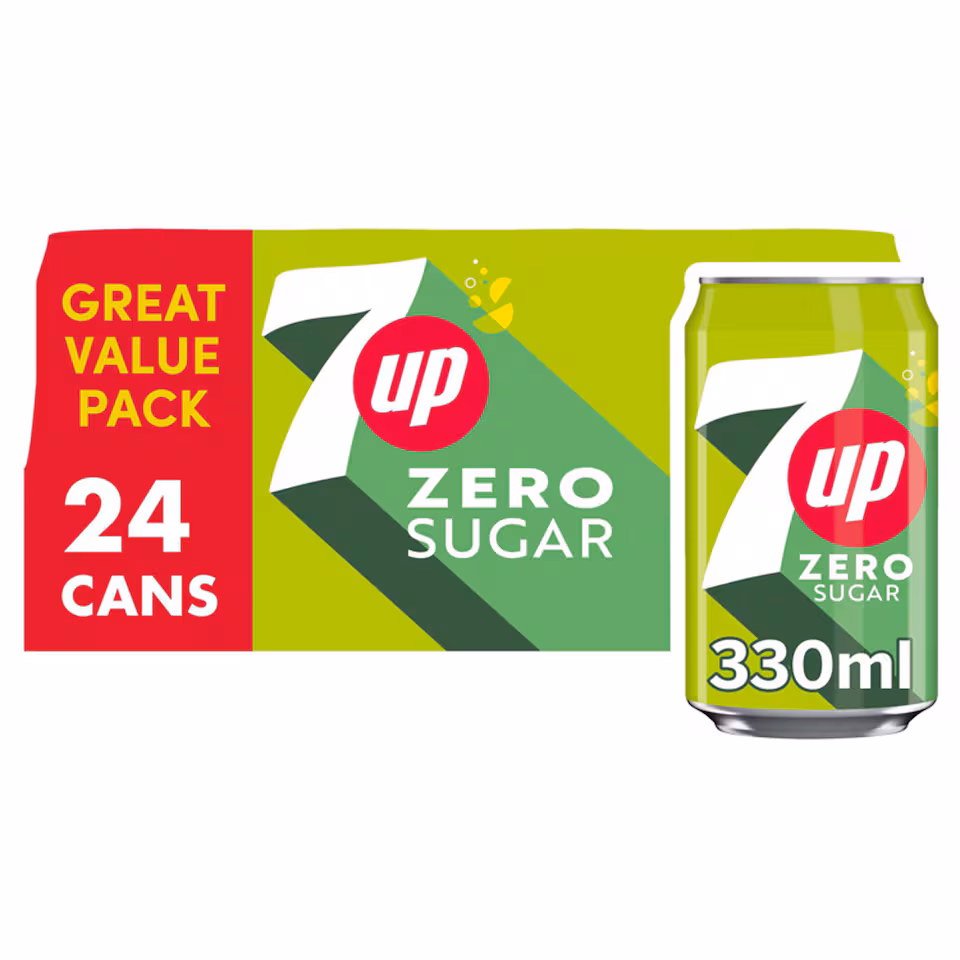 7UP Zero Sugar Lemon & Lime Cans 24 x 330ml