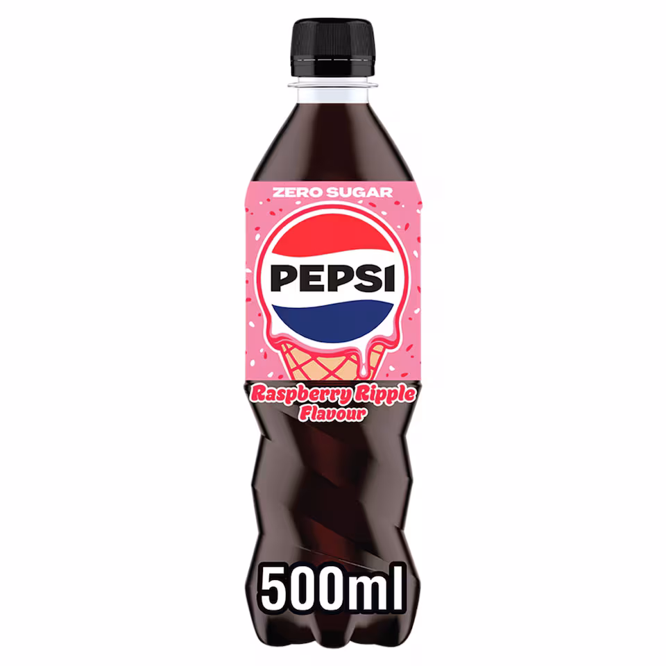 PEPSI Zero sugar Raspberry Ripple Flavour soft drink 500ML