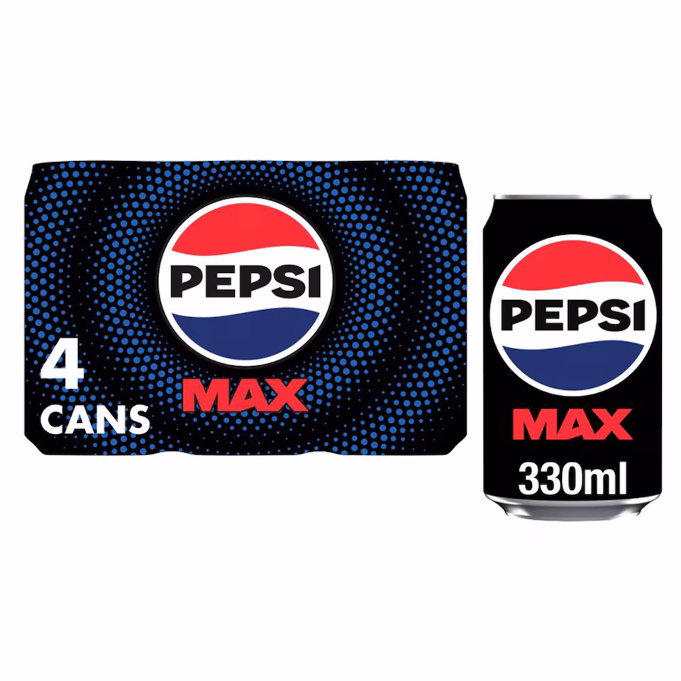 Pepsi Max No Sugar Cola Soft Drink 4 x 330ml