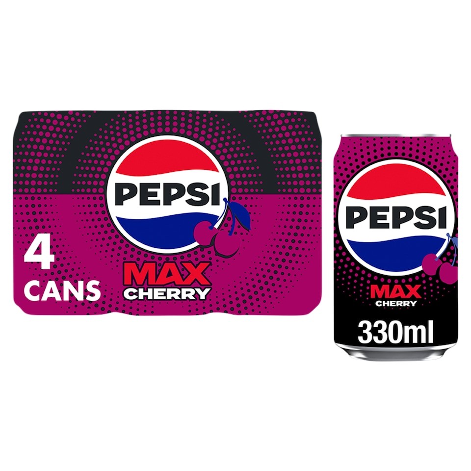 Pepsi Max No Sugar Cherry Cola Soft Drink 4 x 330ml