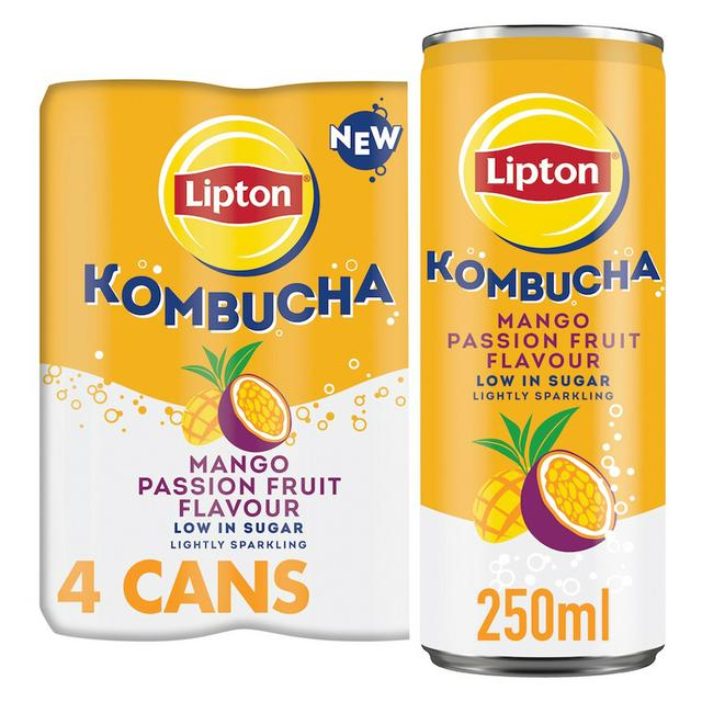 Lipton Kombucha Mango Passion Fruit Flavour Cans 4 x 250ml