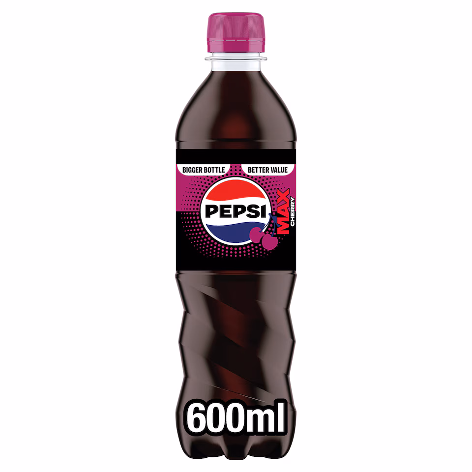 PEPSI MAX CHERRY NO SUGAR COLA SOFT DRINK 600ML