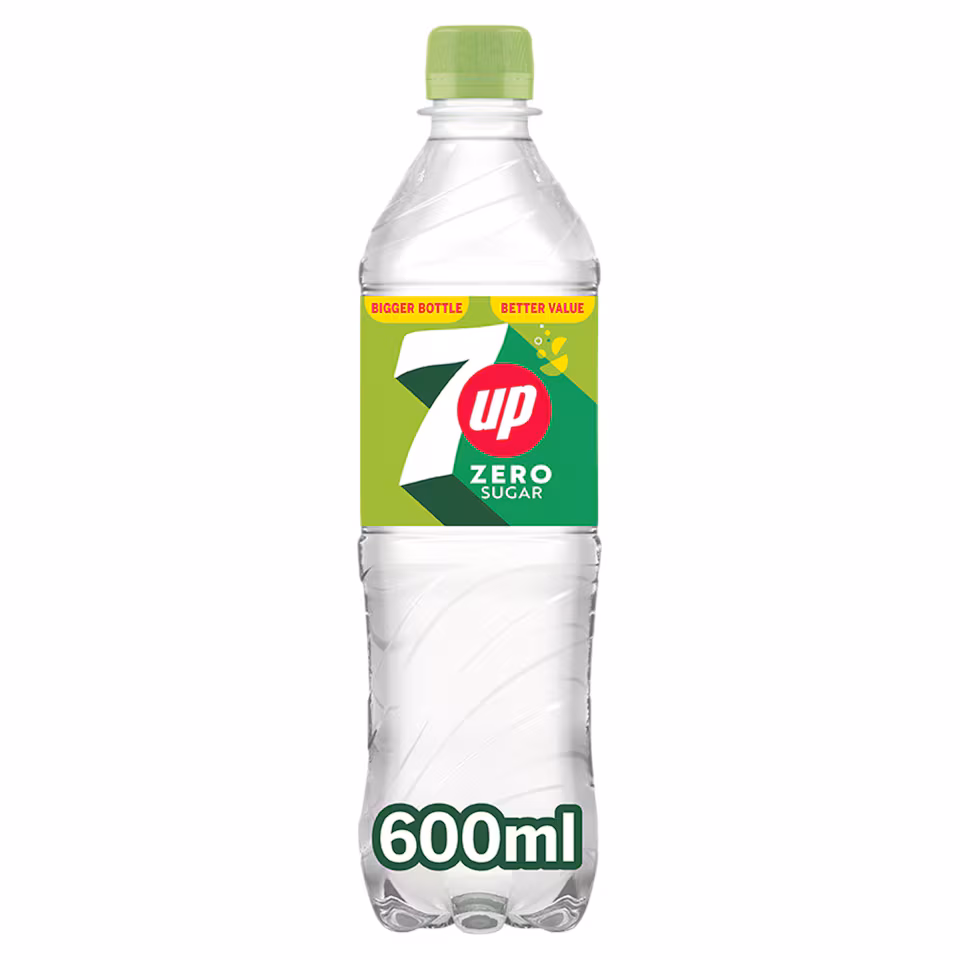 7UP ZERO SUGAR LEMON & LIME SOFT DRINK 600ML