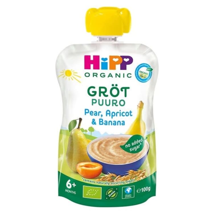 Grøt Pære/Aprikos/Banan 6mnd 100g Hipp